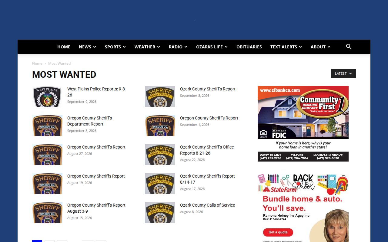 Ozark Radio News sheriff-report archive