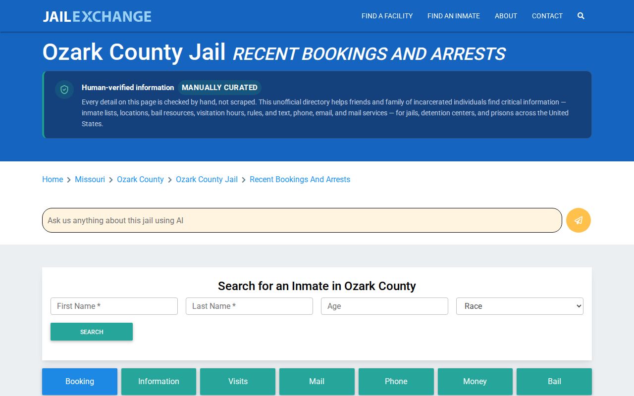 Unofficial Ozark County recent arrest directory capture